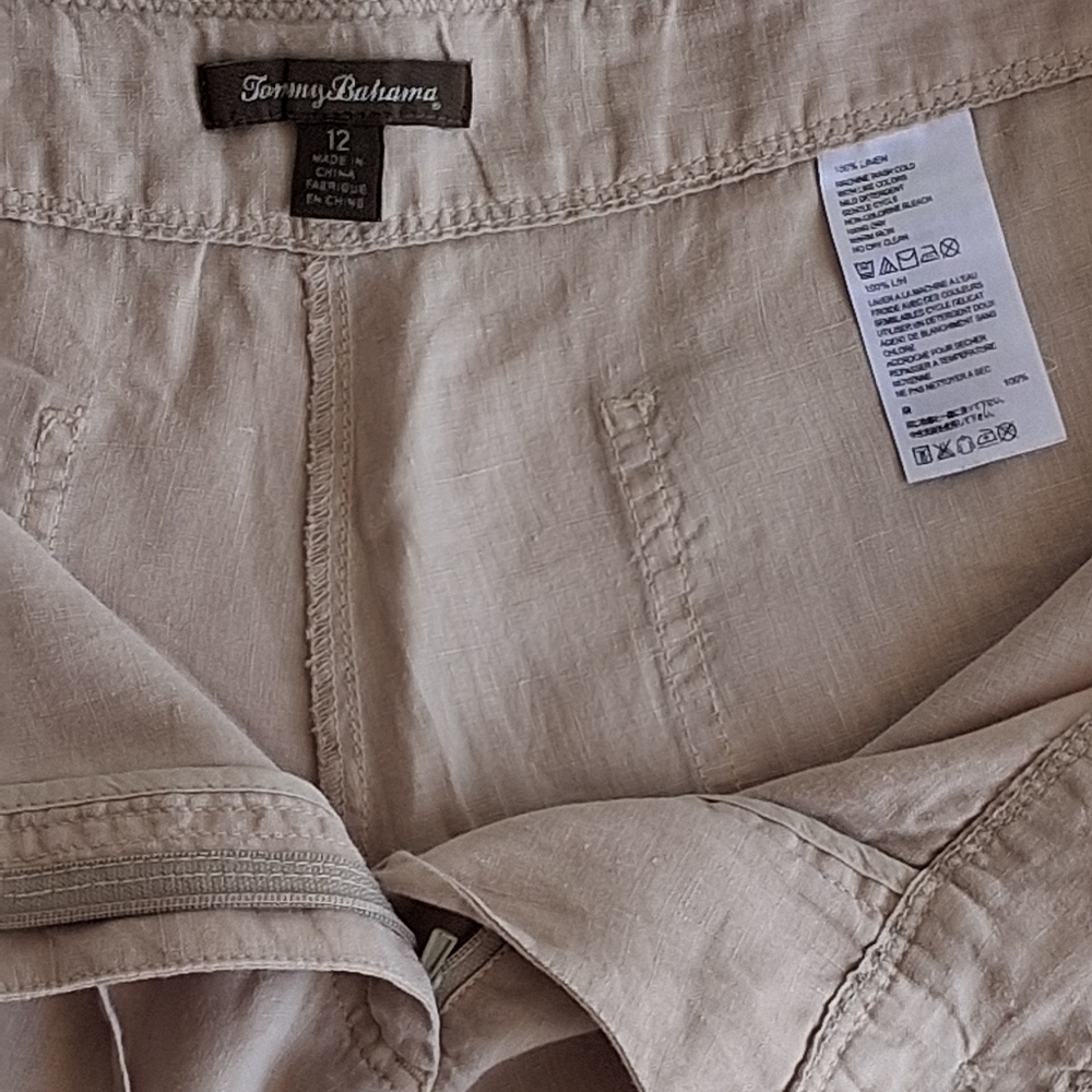 Light Beige Women's Linen Blend Wide Leg Pants - Picture 9 of 14